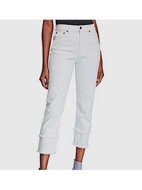 AO.LA Alice + Olivia Jeans 29 White Amazing High Rise Cropped Double Fringe Hem